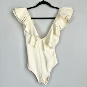 Ancora Size XS • Ivory One Piece Ruffle Swimsuit.